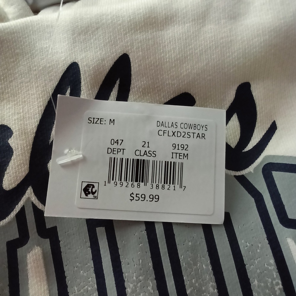 NWT Champion Dallas Cowboys Hoodie Cream Navy Official NFL Team Apparel Size M - Picture 5 of 8